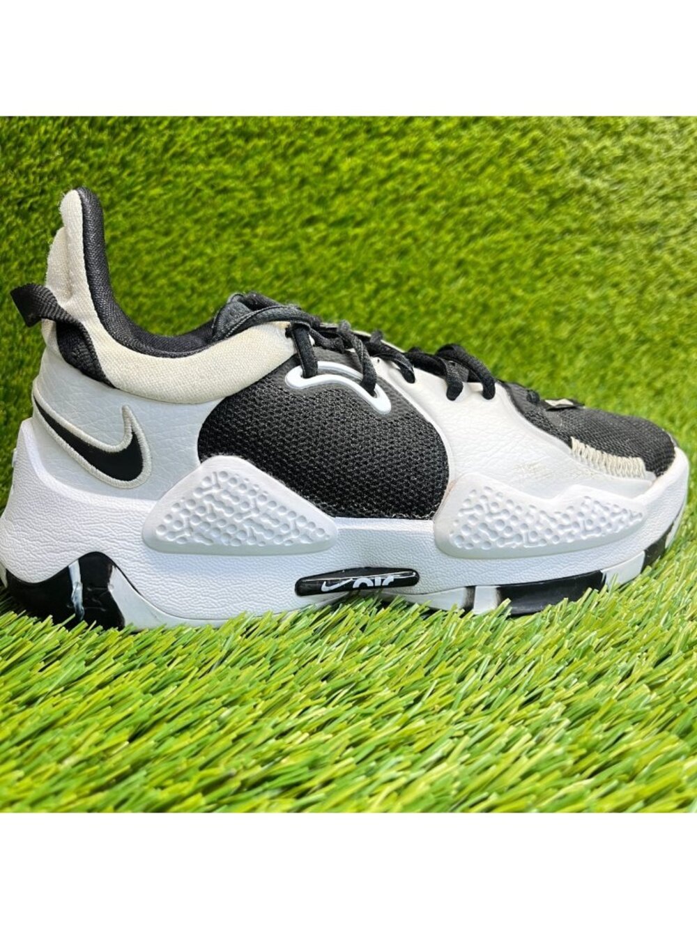 Nike PG 5 Team Mens Size 5 White Black Oreo Athletic Basketball Shoes Sneakers